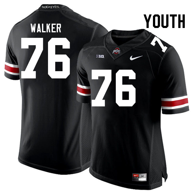 Ohio State Buckeyes Miles Walker Youth #76 Black Authentic Stitched College Football Jersey